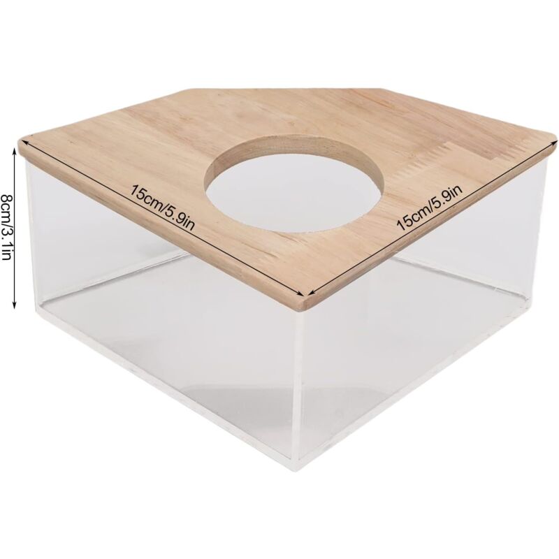 CCYKXA Salle de bain pour hamster, boîte de bain pour hamster transparente Ventilateur à angle droit en acrylique pour salle de bain en sable pour hamster pour petit animal de compagnie Hamster 15 x 1 3