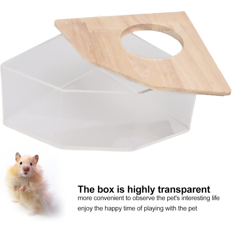 CCYKXA Salle de bain pour hamster, boîte de bain pour hamster transparente Ventilateur à angle droit en acrylique pour salle de bain en sable pour hamster pour petit animal de compagnie Hamster 15 x 1 4