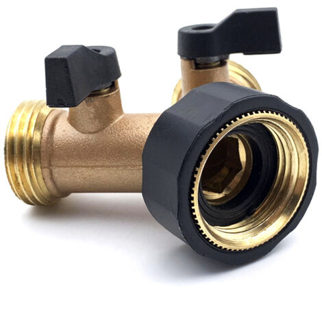 Répartiteur En Y Laiton 3/4" - 2 Voies Avec Robinets, Pour Robinet D'arrosage Maison/jardin