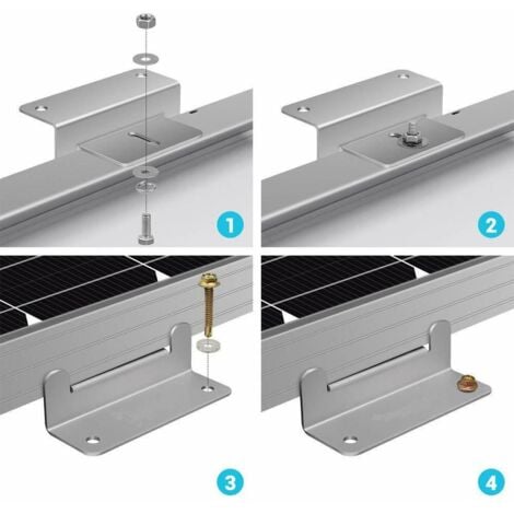 CCYKXA Lot de 4 supports en Z pour panneau solaire-100mm pour montage sur toit de panneau solaire avec écrous et boulons pour camping-car, bateau, toit, mur et autres installations de toit hors grille