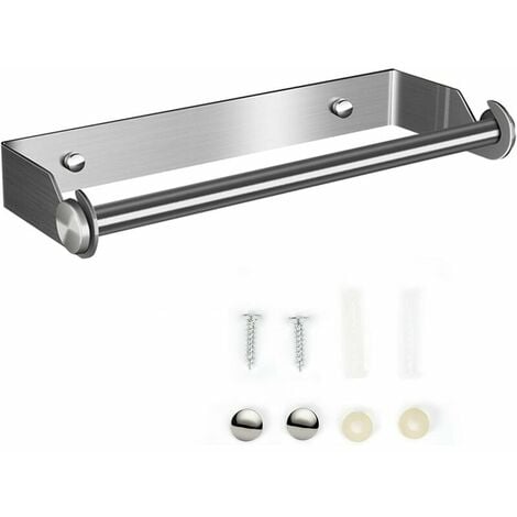 Relaxdays Porte-sopalin, vertical, inox brossé, support essuie-tout pour la  cuisine, distributeur, HxD 35x15 cm, argenté