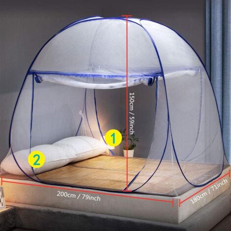 CCYKXA Moustiquaire Pop Up pour lit double, fermeture à glissière à double porte, tente portable, moustiquaire de voyage, installation facile et rapide