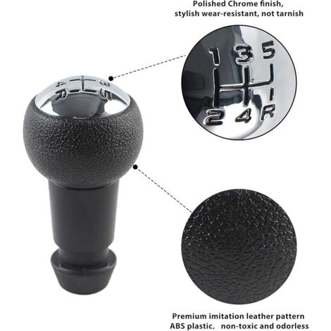 Pommeau De Levier De Vitesses Chromé - Compatible Citroën C3, C4, Peugeot 207, 307, 308 - 5 Vitesses