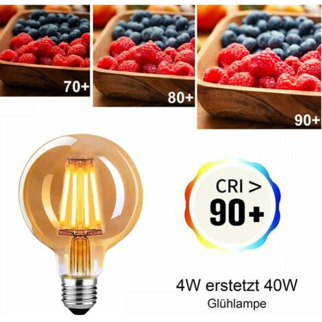 CCYKXA Ampoule LED E27 Vintage- 4 paquets, Ampoule E27 Vintage Dimmable 4W G80,Ampoule Vintage E27 Blanc Chaud 2700K, Ampoule LED Vintage Idéal Pour Suspension, Lampe de Table, Applique