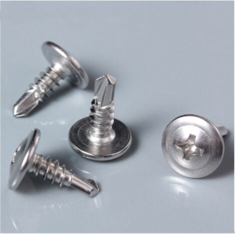 CCYKXA C44741 - Lot de 200 - Vis à tôle Autoperceuse - à Tête Large Bombée - Ø4.2x19mm - en Acier Zingué - à Empreinte PH/Cruciforme - Bricolage - Rénovation