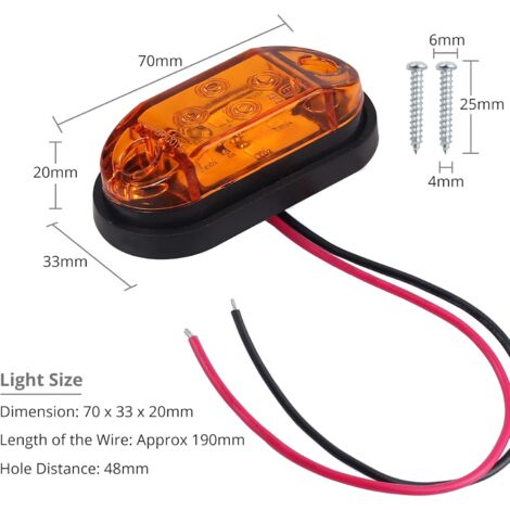 CCYKXA 4x4LEDs Feux Latéraux Éclairage Arrière Avant Feux de Gabarit LED Étanche Feux de Position 12V 24V Universel pour Remorque Van Caravan Camion Lorry Bus-Ambre