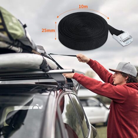 Lot De 4 Sangles D'arrimage à Cliquet 3 M - Charge Max 150 Kg - Polyester Robuste Avec Boucle Métal - Pour Moto, Voiture, Déménagement, Bagages