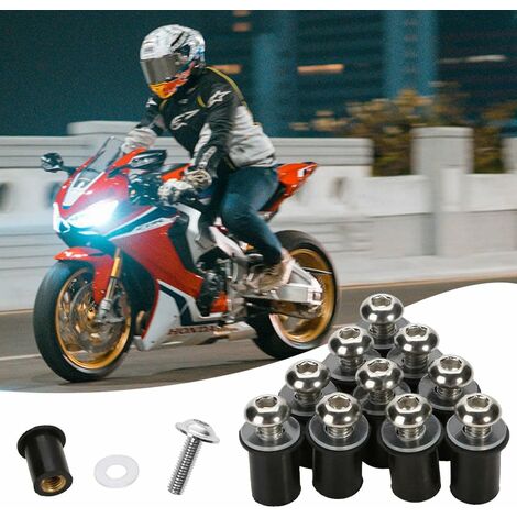 Lot de 10 vis de montage universelles pour pare-brise de moto, vis  hexagonales intérieures M5, boulons de pare-brise, boulons en aluminium +  écrou en