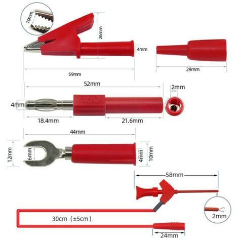 Sonde à crochet de test, pince à crochet de test à isolation rapide  professionnelle avec prise de sécurité de 4 mm pour réparation  automatique(rouge)