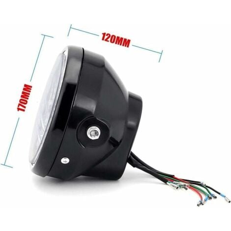 Phare de moto rond - Projection Led avec support de montage - Led halogène  12v 7 »