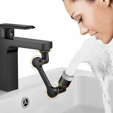 CCYKXA Argent Rallonge de robinet, aérateur de robinet rotatif à 1080°,  buse de mélange à