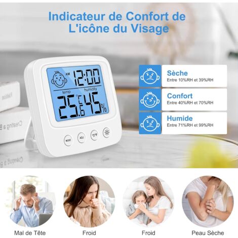 CCYKXA Thermomètre Hygromètre Intérieur Digital à Haute Précision, Hygromètre  Digital Intérieur, Thermomètre Numérique de Bureau Avec