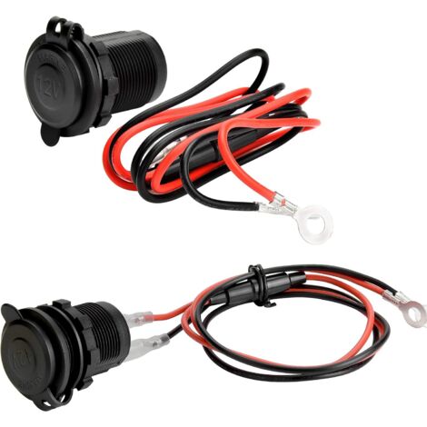 2 Prises Allume-cigare 12V/24V étanches - Avec Câble 60 Cm, Pour Voiture, Camping-car, Bateau, Moto