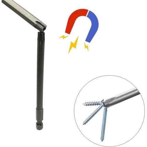 Embouts De Tournevis 21 Pièces, Embout De Vissage Magnetique 100mm Long Torx T6 T40 Hexagonal 3mm 6mm Phillips Ph2 Plats 4mm 6mm 14 Hex Tige Acier S2 90509388