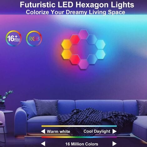 CCYKXA Panneau LED Mural（9.8x10.3x0.28cm）, Applique Murale LED Gaming App  et Télécommande, Lampe