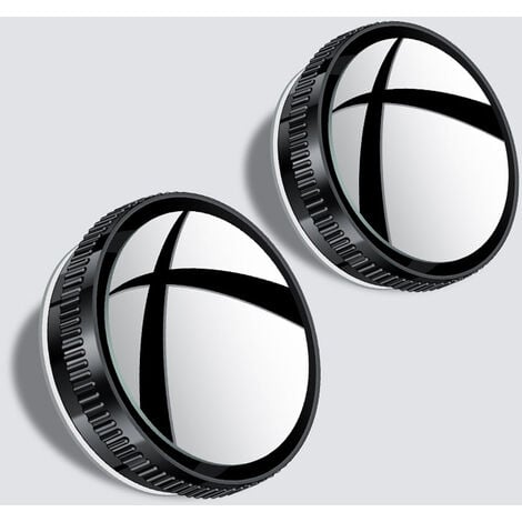 2 pièces Miroirs Noir Rond HD Verre Convexe 360 degrés Réglable