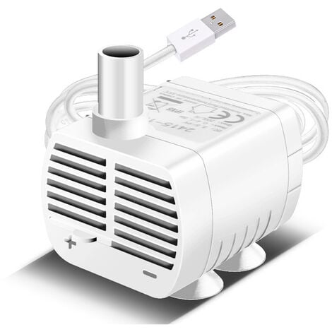 CCYKXA (Blanc)Pompe Eau Submersible, Aquarium Pump Ajustable 200L/H 3W  Ultra-Silencieux Pompe USB pour