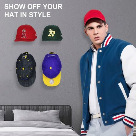 16 Crochets Adhésifs Pour Casquettes - Support Mural Sans Perçage - Noir Et Blanc
