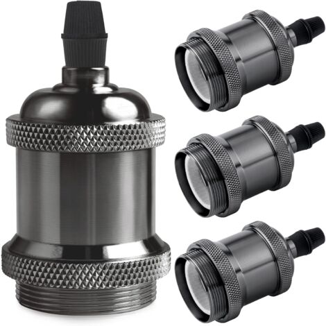 CCYKXA E27 douille de lampe, Edison retro suspension lampe, Solide céramique adaptateur, 4 Pièces noir perle socket