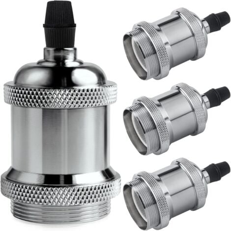 CCYKXA Vintage E27 douille de lampe, Edison retro suspension lampe, Solide céramique adaptateur, 4 Pièces couleur chrome socket