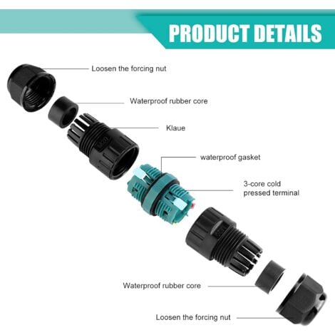 CCYKXA Lot de 4 Connecteur électrique etanche IP68 - Connecteur à 3 broches pour câble de Ø5-12 mm de diamètre, Boîte dérivation extérieur pour jardin et souterrain