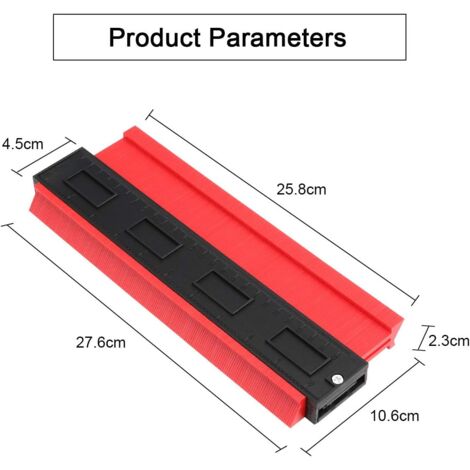 CCYKXA 10"/25CM Outil de Duplication de Jauge Outil de Duplication de Jauge pour Mesure de Jauge de Contour pour Une Mesure Précise du Marquage du Bois Par le Stratifié(Rouge)