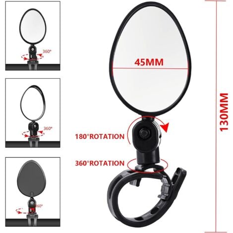CCYKXA 2 Pièces Retroviseur Velo,Miroirs de Vélo,360° Réglable,pour Guidon 15-35mm,Retroviseur Velo Guidon,Rétroviseur Vélo pour Cyclisme,VTT,Trotinette Electrique (gauche + droite)