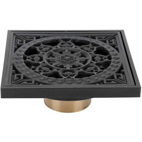 CCYKXA Siphon de Sol de Douche Carré, Cuivre Noir Drain de Douche Européen Rétro Haute Densité avec Couvercle Amovible pour Cuisines d'Hôtels Familiaux Salles de Bains 10x10cm