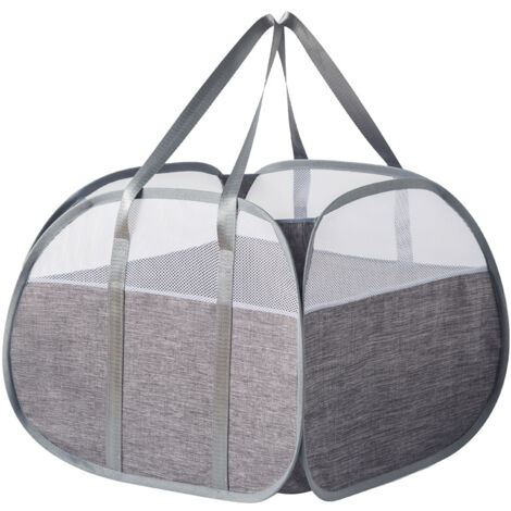 Lot De 2 Paniers à Linge Pop-up En Maille – 70 Litres Chacun – Pliables Avec Anses Et Poche Latérale – Pour Linge Sale Ou Rangement