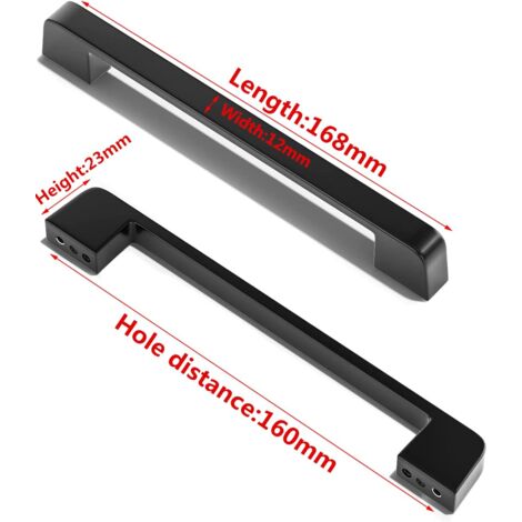 CCYKXA 10pcs poignée meuble entraxe 160mm-poignée porte cuisine noire poignee barre meuble poignee de cuisine noire 160mm