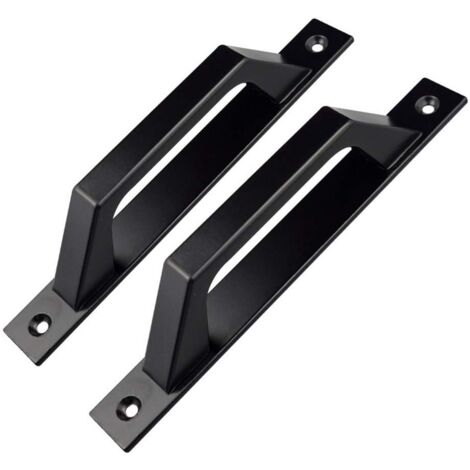 CCYKXA Lot de 2 poignées de porte en forme de D pour porte de jardin en bois Noir 200 mm