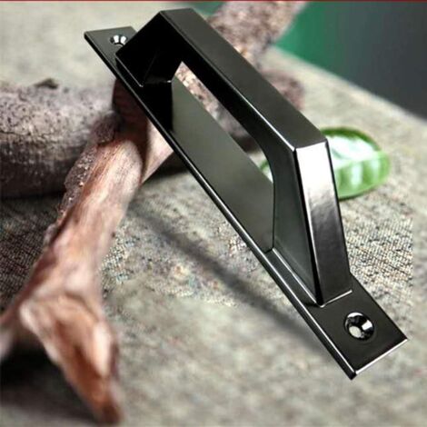 CCYKXA Lot de 2 poignées de porte en forme de D pour porte de jardin en bois Noir 200 mm