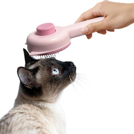 CCYKXA Brosse Chiens Chats,Brosse pour chiens,Brosse pour chats,Brosse à enlever les poils pour animaux de compagnie à poils longs et courts,Clean Pet Hair with One Click,Massage Peigne（Rose）