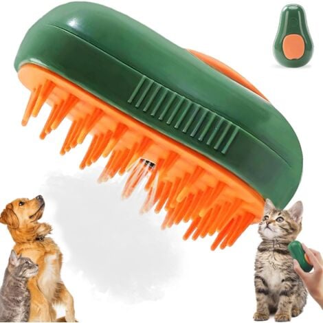CCYKXA Brosse Chien Chat à Vapeur, Brosse à Vapeur 3 en 1 pour Chat Steamy Brosse pour Chat Brosse Chiens Chats, Pour Chiens chats eliminer efficacement des poils tomentose sous-poil Tangles (Vert)