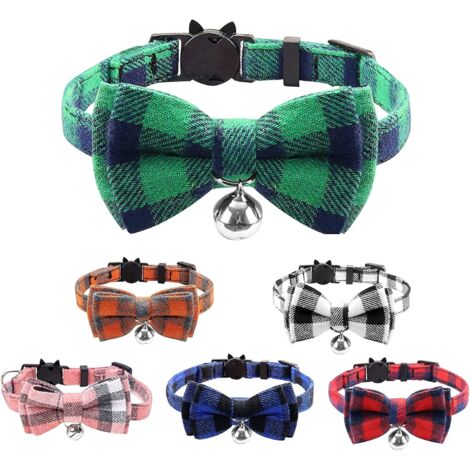 CCYKXA Collier pour Chat avec Clochette et Attacher, Collier Chat avec Boucle de Sécurité Ouvrable Facilemen, Collier pour Animaux de Compagnie Réglable Mignon, Convient à Chaton Chiot 6 pcs