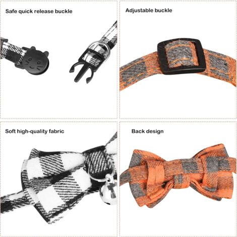 CCYKXA Collier pour Chat avec Clochette et Attacher, Collier Chat avec Boucle de Sécurité Ouvrable Facilemen, Collier pour Animaux de Compagnie Réglable Mignon, Convient à Chaton Chiot 6 pcs