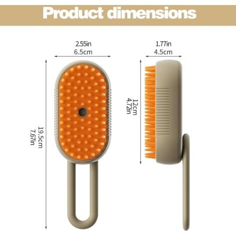 CCYKXA Steamy Brosse pour chat, Brosse Chien Chat à Vapeur, 3 En 1 Peigne De Massage En Spray Pour Chats, Brosse Vapeur Pour Chat Pour Massage, brosse de toilettage multifonction pour chat (Café)
