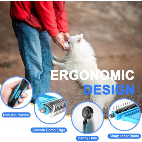 CCYKXA Brosse Chien, Brosse pour Chats, Peigne anti Poils Animaux,  Râteau de Toilettage - Enlever 96% des Poils Morts et Nœuds, Déméloir Professionnel pour les poils longs/courts