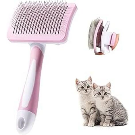 CCYKXA Brosse Autonettoyante Pour Animaux de Compagnie,Brosse Pour Poils Longs et Courts,Pour Chiens Chats Eliminer Efficacement des Tomentose Sous-poil Tangles , Rose