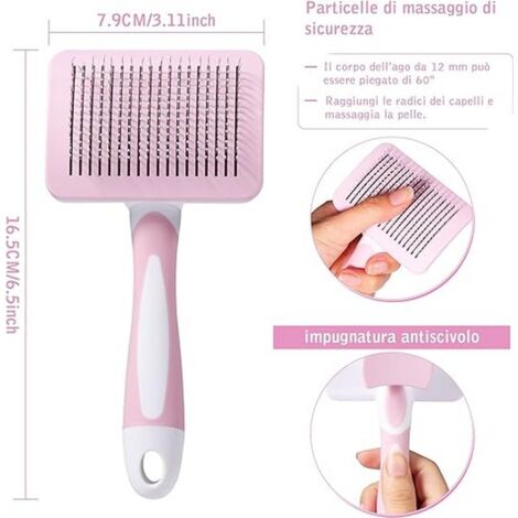 CCYKXA Brosse Autonettoyante Pour Animaux de Compagnie,Brosse Pour Poils Longs et Courts,Pour Chiens Chats Eliminer Efficacement des Tomentose Sous-poil Tangles , Rose