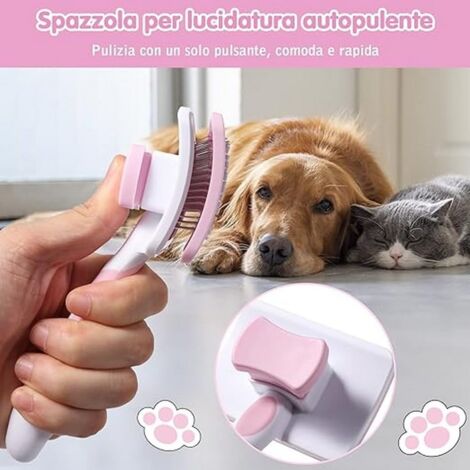 CCYKXA Brosse Autonettoyante Pour Animaux de Compagnie,Brosse Pour Poils Longs et Courts,Pour Chiens Chats Eliminer Efficacement des Tomentose Sous-poil Tangles , Rose