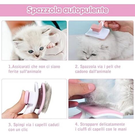 CCYKXA Brosse Autonettoyante Pour Animaux de Compagnie,Brosse Pour Poils Longs et Courts,Pour Chiens Chats Eliminer Efficacement des Tomentose Sous-poil Tangles , Rose