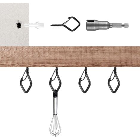 CCYKXA Crochets à Vis, 25 Pièces Crochet à Plafond, Piton à Visser, Crochet à Visser avec Boucle de Sécurité, Vis à Crochet Mural avec Filetage en Bois pour Paniers de Plantes, Noir/Forme de Diamant