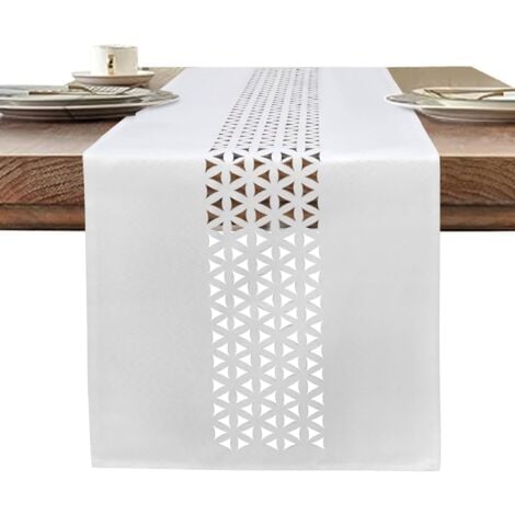 CCYKXA Lin Chemin de Table Blanc Moderne 183 x 35 cm Chemin de Table Aspect Lin et Lavable pour Décoration de Table à Manger, Le Restaurant, La Fête de Noël.