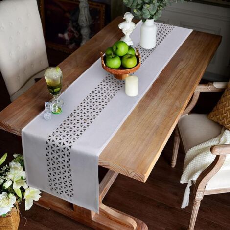 CCYKXA Lin Chemin de Table Blanc Moderne 183 x 35 cm Chemin de Table Aspect Lin et Lavable pour Décoration de Table à Manger, Le Restaurant, La Fête de Noël.