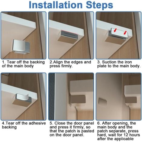 Lot De 8 Loqueteaux Magnétiques Puissants Pour Porte D'armoire