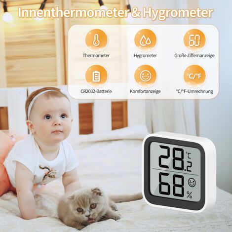 Mini Thermomètre Hygromètre Intérieur SINZON | Affichage Température Et Humidité | Indicateur Confort ☺️ | Fonctionne Sur Pile CR2032