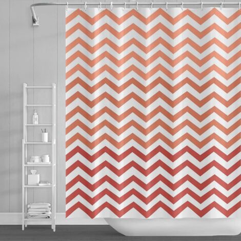 Rideau De Douche 180x180cm SDOTPMT - Design Vague Rayure - Polyester Imperméable - Gris Et Blanc