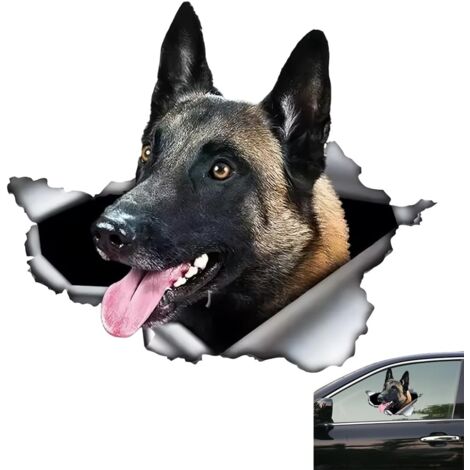 Autocollant Voiture 3D Chien Malinois - Décorations Adhésives 20cm