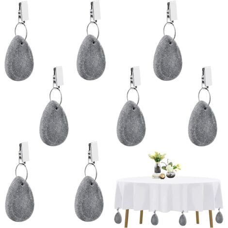 CCYKXA 8 Pièces Poids de Nappe en Pierre avec Pince en Marbre, Poids de Nappe, Poids pour Nappe de Table Exterieur, Pendentif Nappe, pour Rideaux Extérieur, Nappe Jardin Exterieur